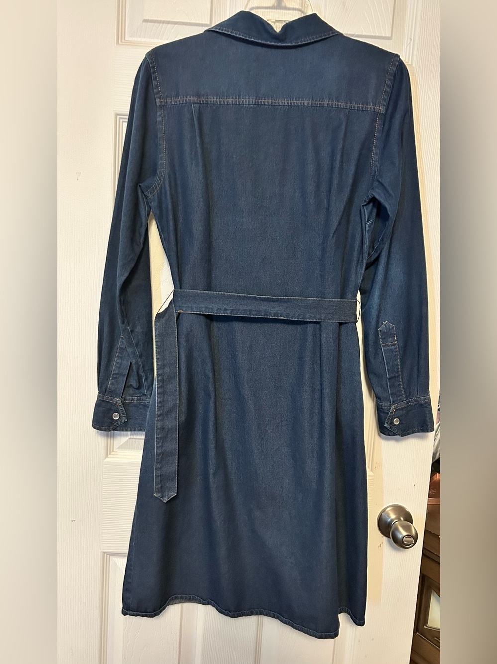 Isaac Mizrahi Dark Blue Denim Shirt Dress with Belt - Picture 4 of 6